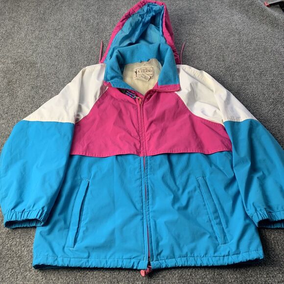 VTG Eddie Bauer A Legend ￼Women’s Jacket Full Zip Retro ￼Pink Blue White Size M - Picture 1 of 11